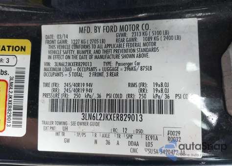 2014 Lincoln Mkz from USA, damaged, VIN 3LN6L2JKXER829013